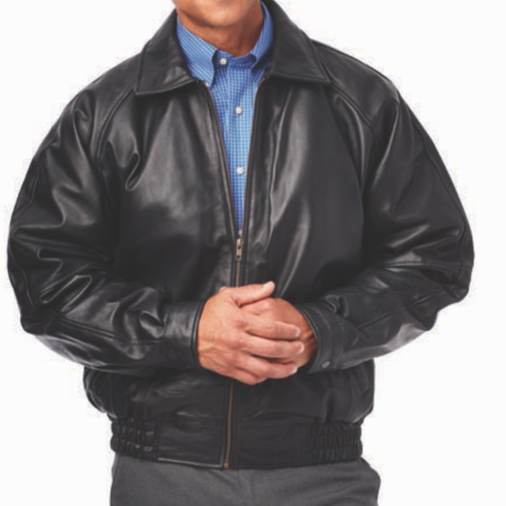 Burk’s Bay Customized Dodge Charger Black Leather Bomber Jacket Men:XL